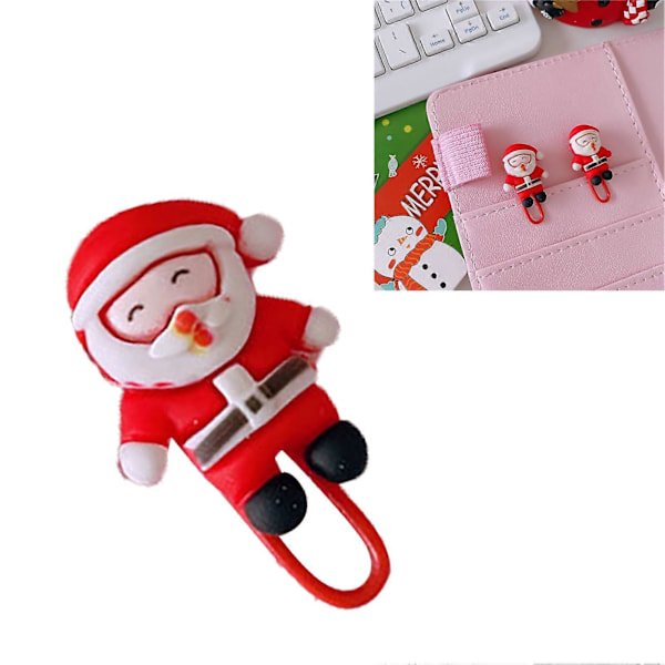 Jul Gem Paper Clip Rostfri Bokmärke Dokumentklämma Söt Gem för Kontor Barn Studenter Jultomte