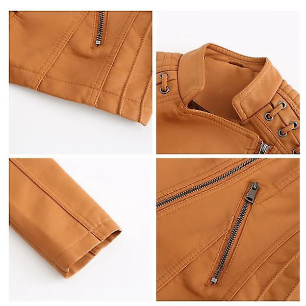 Skinnjacka för damer, avslappnad modell med dragkedja, finns i 12 färger camel XL