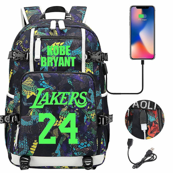 Ungdoms Student Skolväska Män Och Kvinnor Fritidsrese Ryggsäck Ko Be Bryant No.24 Lakers Ryggsäck Självlysande Ungdoms Grund- Och Gymnasieskola Väska Usb C color-4