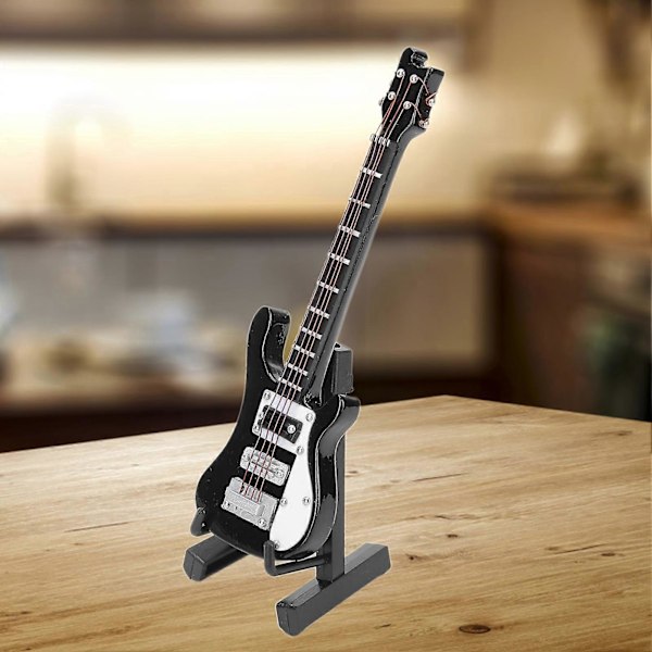 Miniatyr Tre Simulering Elektrisk Gitar Modell Musikkinstrument Ornamenter Gaver Svart