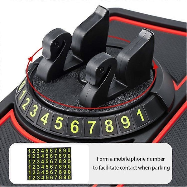BAVISS B-58 Bilinstrumentbræt Klæbepude 360 Graders Rotation Mobiltelefonholder Måtte Black