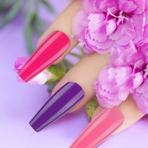 Falske Negle, Akryl Negle Tilbehør, Ballerina Farve, Transparent Fransk Stil, Kunstig Fuld Dækning, Lang Stil, 100 Stykker Light Purple