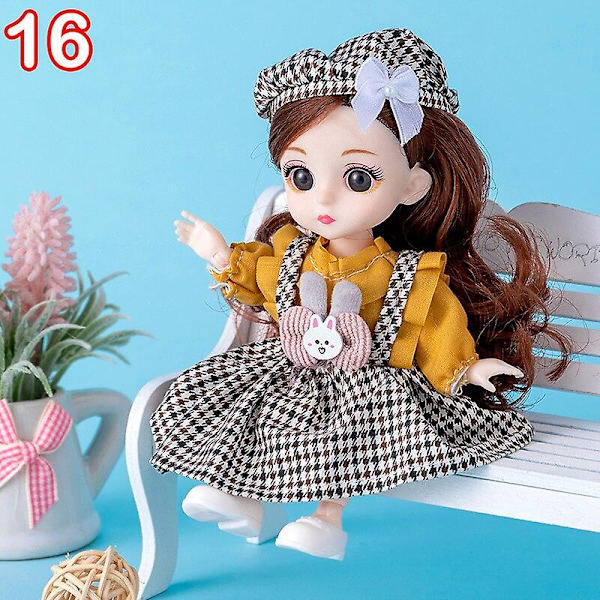 16 cm Mini Modeleksak Docka Med Kläder Miniatyr Barndocka Flicka Baby Söt Utklädnad 16