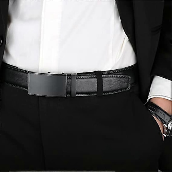 Herre Ratchet Bælte i Ægte Læder til Pænt og Casual Brug - Sort, Kan Klippes til Præcis Pasform, Elegant Gave