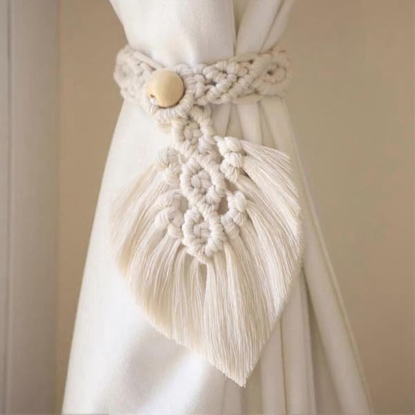 4 stk. Reb Blad Gardin Tie Backs Macrame Holdbacks Gardiner & Voiles Tiebacks