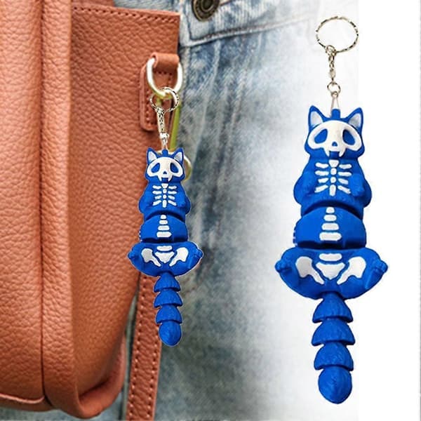 Personalized Skeleton Cat Print 3D Toy Keychain Suitable for Backpack Car Charm Svart