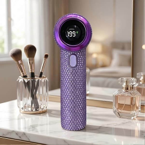 Bling Håndholdt Ventilator USB Genopladelig 100 Hastighedsniveauer med LED-display White