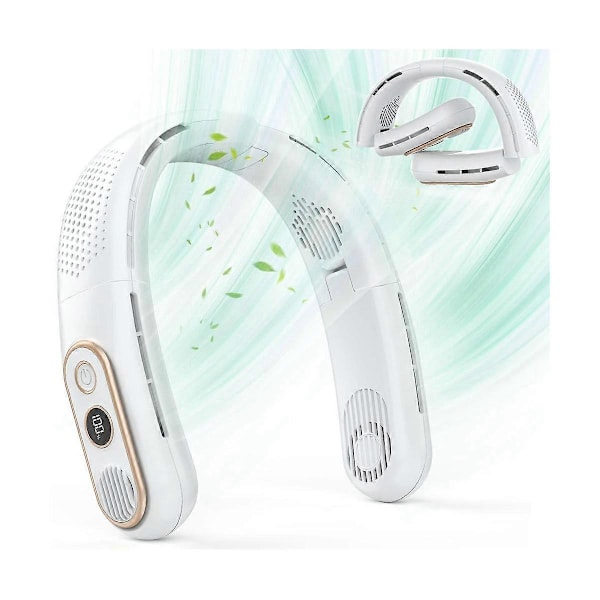 Foldbar Nakkeventilator med LED-display, 360 Køling USB Ventilator Genopladelig Bærbar Hængende Halskæde Ventilator