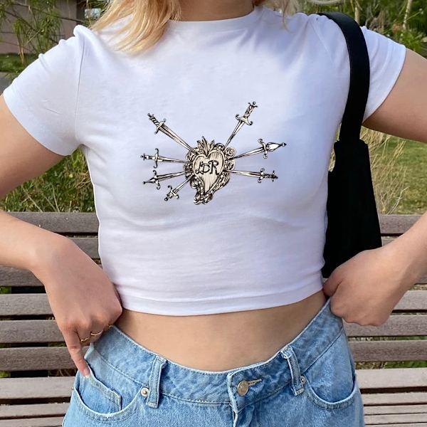 Lana Del Rey T-shirt Y2k Baby Tee Vintage Grafisk Baby Tee Y2k Lana Del Rey Baby Tee Lana T-shirt Æstetisk Tøj Gave til Fan White M