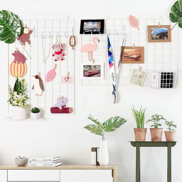 2 st Organizer Vägg Gitter Vit, Multifunktionell Gittervägg (45*65cm)