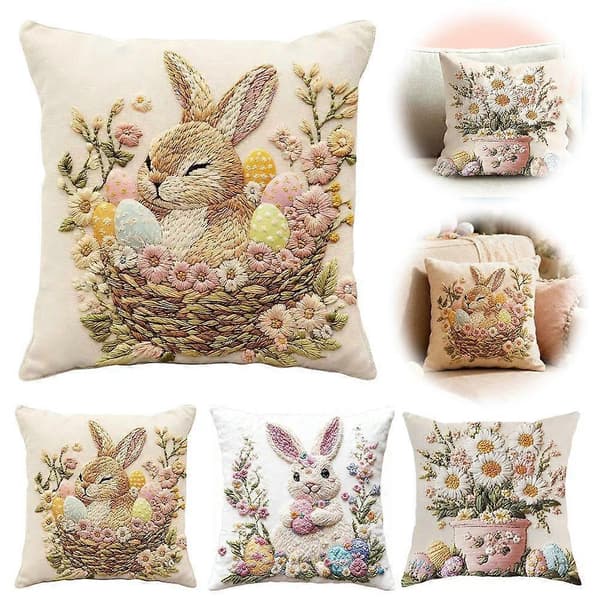 Easter Pillowcase 45x45 cm Rabbit Bunny Egg Decorative Pillows Happy Easter 2