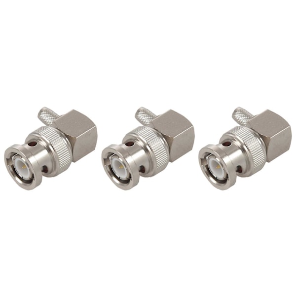 3X BNC Hane Kontakt Rätvinklig Krymp för RG58 RG400 RFC195 RF Koax Adapter Anslutning, Silver