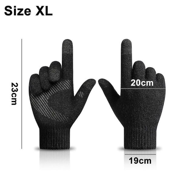 Vinterhansker for menn og kvinner, varme berøringsskjermhansker for kaldt vær S-xl Black S