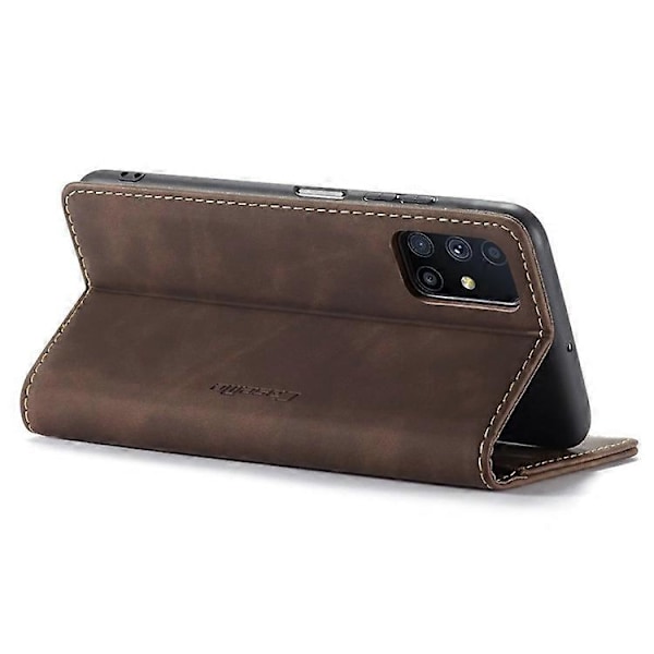 CASEME 013 Serie Magnetisk Smartphone Cover Kompatibel Med Samsung Galaxy M51, PU Læder Wallet Foldbart Stativ Telefon Cover Espresso