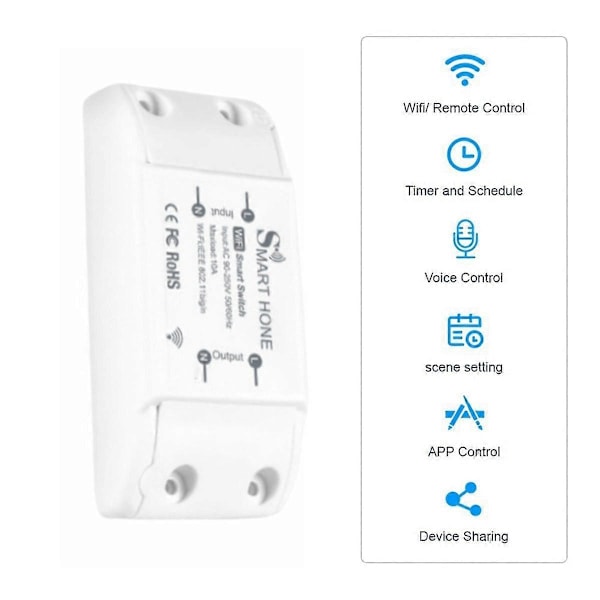 Smart Switch Tuya Smart Home Wifi Switch Mobiltelefon Trådløs Fjernbetjening Timing Mini Switch Wi