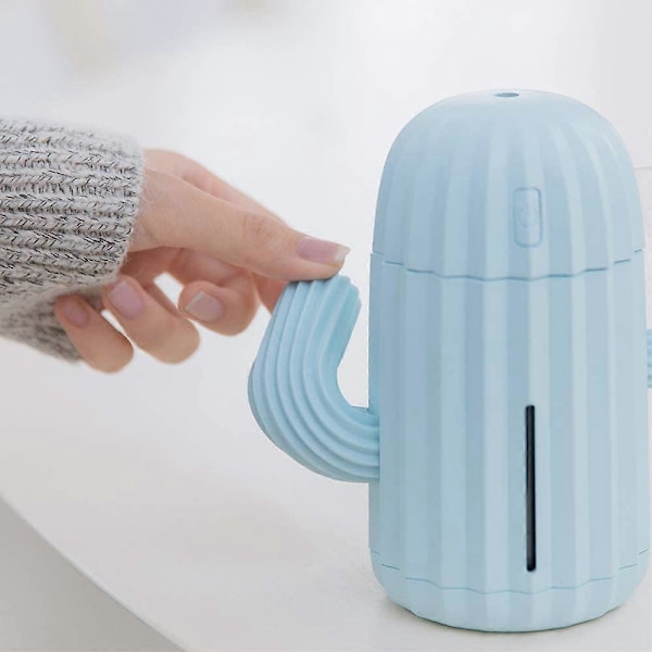 Kaktus Luftfuktare/USB Luftrenare/Bil Atomisering Fairy Bullet Luftfuktare Lämplig för Hemmakontor Sovrum Vardagsrum Studierum Yoga Spa, Blå