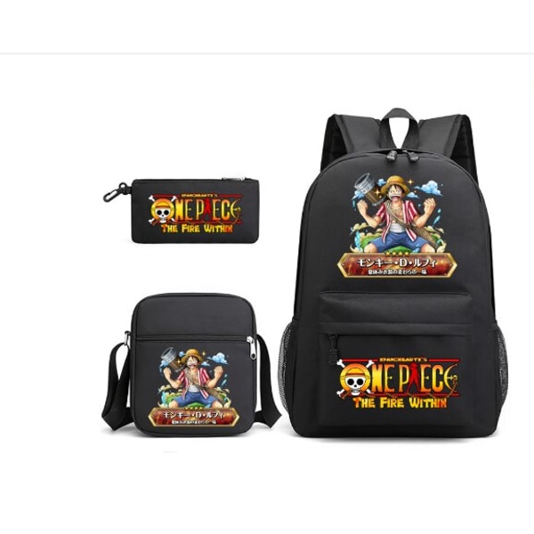 3 stk./sett One Piece Ryggsekk Anime Barn Skolesekk 18 tommer 13 45CMX32CMX15CM