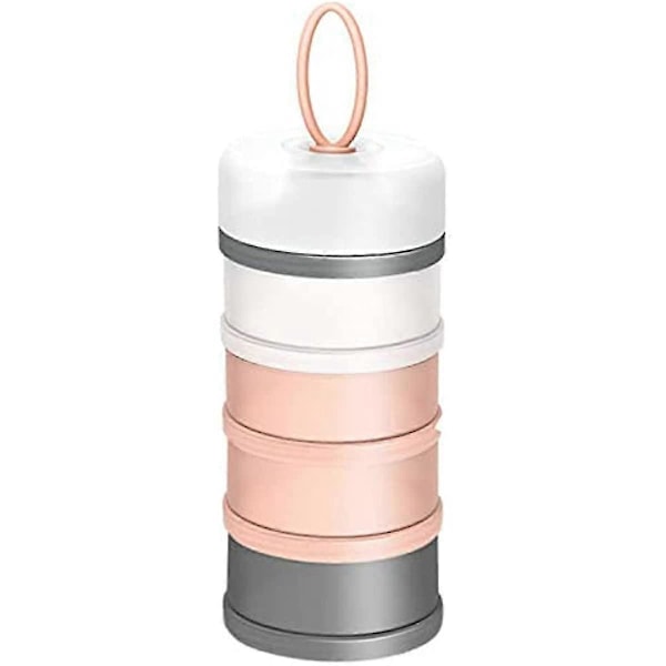 Formeldispenser  Spillsäker Portabel Stapelbar Mjölkpulverdispenser för Bebisar  Snacksförvaringsbehållare  BPA-fri  4 Portioner Rosa