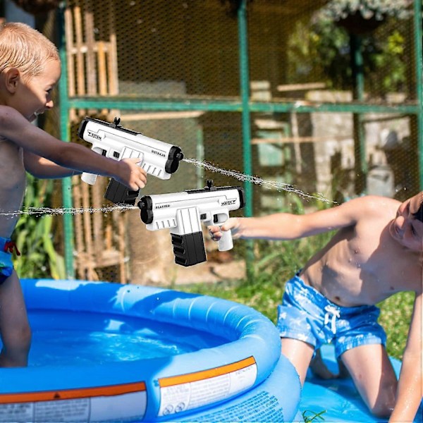 Elektrisk vattenpistol, automatisk vattensprutpistol, elektrisk vattenpistol för sommarpoolparty, strand, utomhusaktiviteter (Vit)