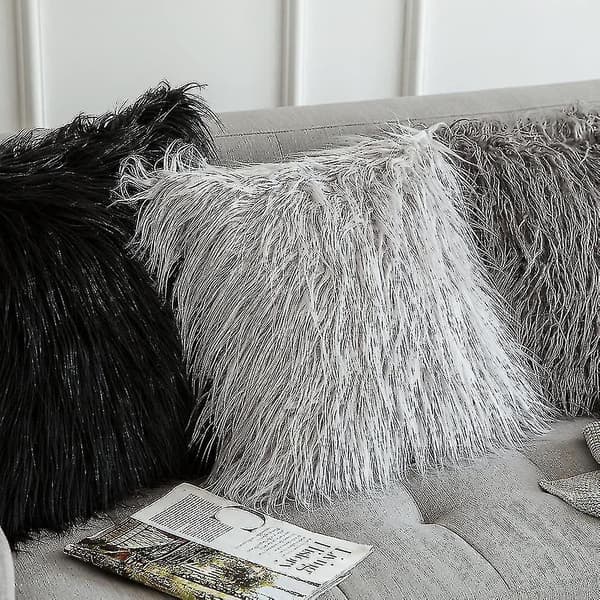 Sett med 2 putetrekk, kosete puter, fluffy pelsputer, sofaputer, dekorative puter, pelslook, sofaputer, putetrekk til sofa