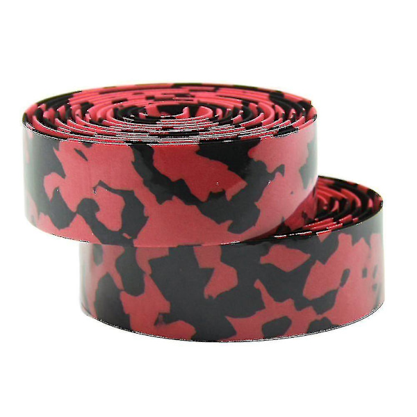 Polkupyörän ohjaustangon teippi + 2 päätytulppaa - punainen ja keltainen camo