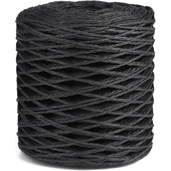 200M Raffia Papir Snor Papir Garn Raffia Bånd til Jul, Gaveindpakning, Håndværksdekoration Sort