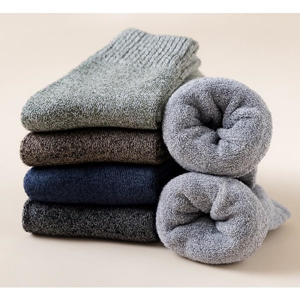5 Par Fleece Tykke Ensfargede Herre Fleece Varme Vintersokker