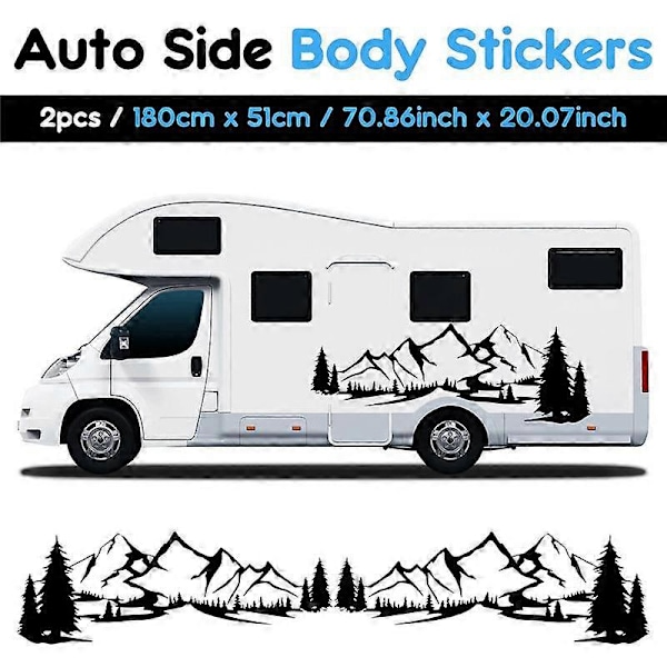 RV-sivukoritarra DIY Suuri vuoristo- ja puutarra-tarra-koriste autoon, asuntovaunuun, perävaunuun