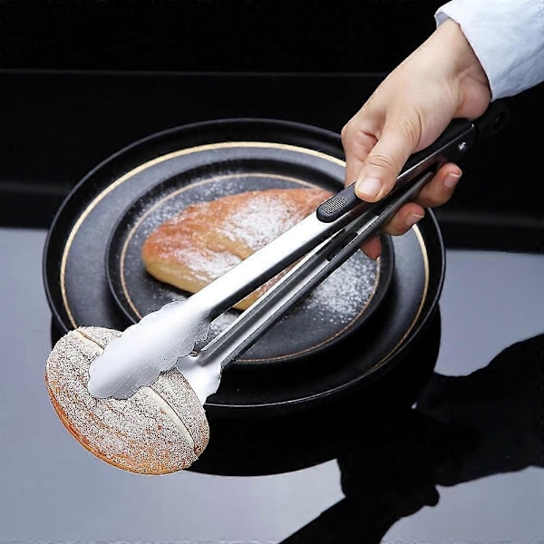12 tums grilltång, grilltång i rostfritt stål, premium grilltång, metalltång för fast kött