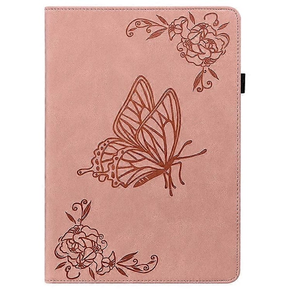 Kompatibelt Fodral för Lenovo Tab K11 Plus Fjäril Blomma Tryck PU Läder Tablet Skydd med Kortfack Pink