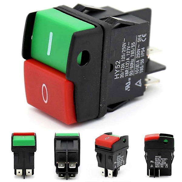 Industriella Elektriska Tryckknappar, HY52 Tryckknapp för Mekanisk Enhetsbrytare 4 Stift med Ljus 125/250 V