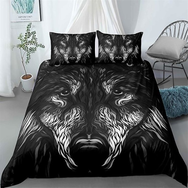 Wo5 Varg 3D-tryckt Sängklädesset Påslakan Örngott AU DOUBLE 180x210cm