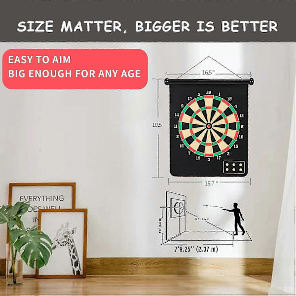 Magnetisk Darttavla, Dartspel för Inomhus och Utomhusbruk för Barn med 12 Magnetiska Pilar, Säkra Leksaksspel, Dubbelsidig Upprullningsbar Brädspelsset för Presenter