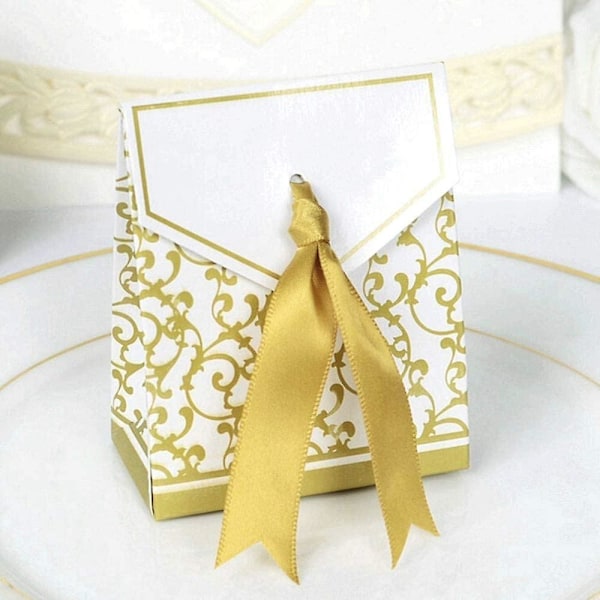 50 X Guld Papir Festæsker Gaveæske Til Gaver, Slik, Konfetti, Gaver Og Smykker Til Bryllup, Fødselsdag, Baby Shower, Hellig, Kommunion, Jul