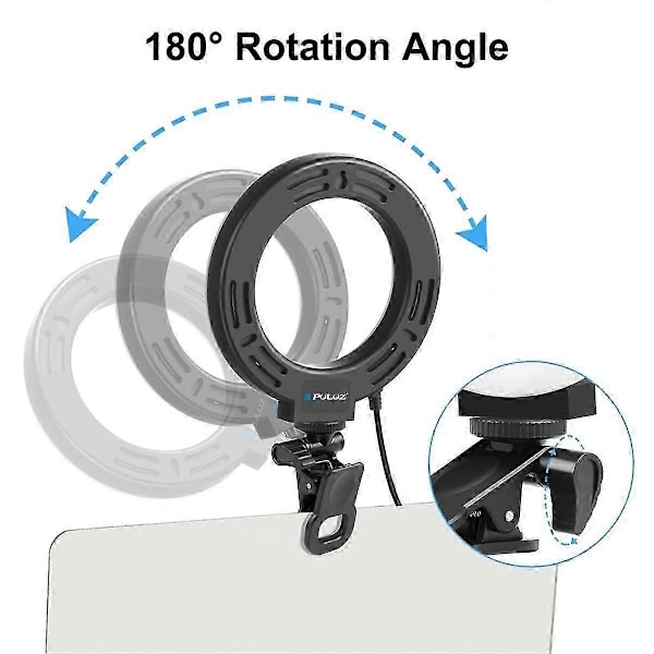 4,7 tommer Fyllys 40 LED Ringlys 3200K-6500K Fargetemperatur med Monteringsklemme for Video Laptop Fyllys