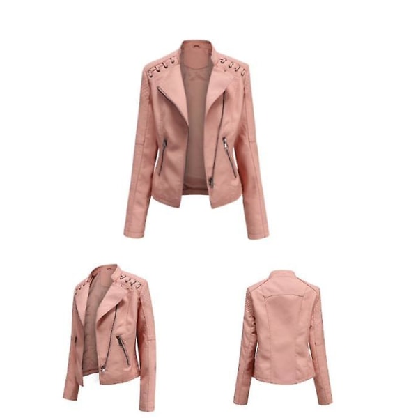 Skinnjacka för damer, avslappnad modell med dragkedja, finns i 12 färger pink XXL
