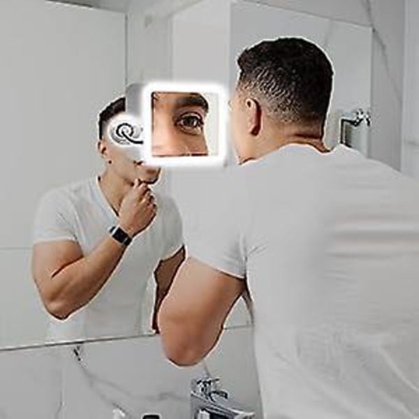 Fleksibelt forstørrelsesspejl med LED-lys, 5x forstørrelse, stærk sugekop - Make-up spejl oplyst make-up spejl med blændfrit lys (