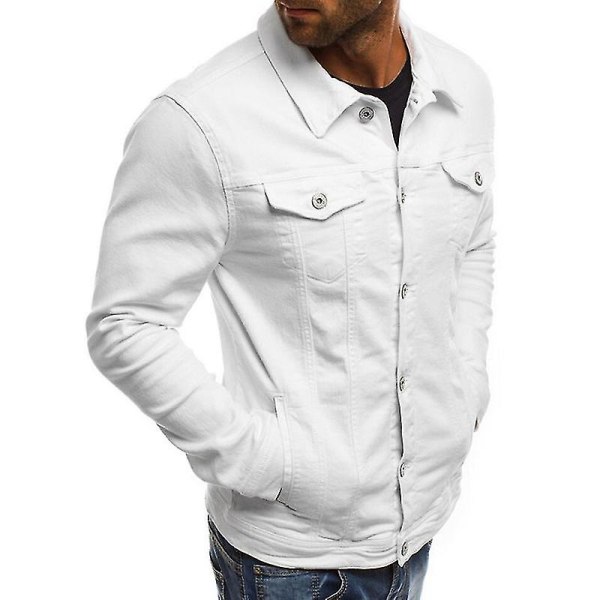 Herre Efterår Vinter Knap Ensfarvet Vintage Denim Jakke Toppe Bluse Frakke Nedadvendt Krave 3XL