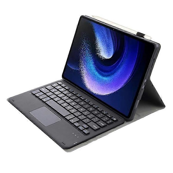 A0N7-A Kompatibel med Xiaomi Pad 6 / Pad 6 Pro PU Lær Tablet Case Slim Folio Stativdeksel med Touchpad Avtakbart Tastatur Black