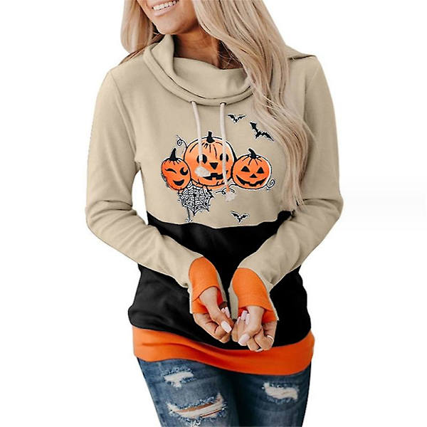 Dam Halloween Tröjor Pumpa Ansikte Dansande Skelett Tröja Långärmad Tröja Rolig Grafisk Tröja style 13 M