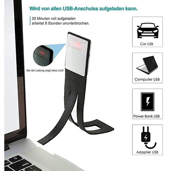 Lukulamppu Kirjakiinnike Led-kirjalamppu Klipsillä ja Portaattomasti Himmennettävällä Kirkkaudella Kannettava ja Joustava, Työvalot Kindlelle / E-kirjanlukijalle / Bo