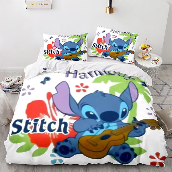 Stitch 3D-printet sengesett dynetrekk putetrekk barn gave farge 16 US TWIN 173x218cm