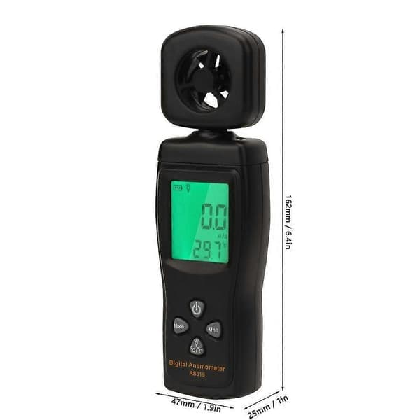 Anemometer Luftstrømstester, Mini Digital Anemometer 0,3-30m/s