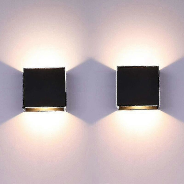 2-pak LED Væglampe Indendørs Op Ned Væglampe Sort Væglampe Moderne 6w Aluminium Belysning Til Stue Soveværelse Badeværelse Køkken