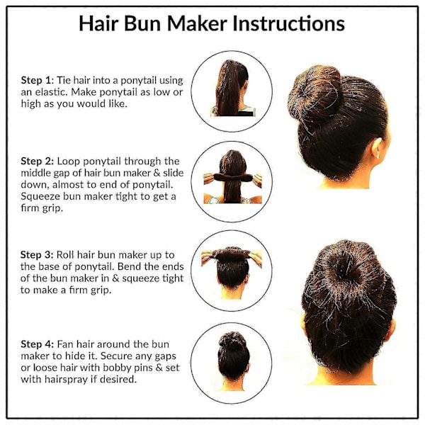 Magic Hair Bun Maker 4 kpl (2 pientä, 2 suurta) Vaahtomuoviponnari Muotoilutarvikkeet Vahva Joustava Uudelleenkäytettävä - Yvan