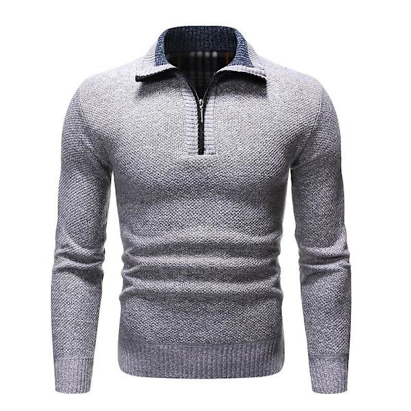 Klær For Menn Vinter Casual Gensere Menn Høst Halvhøy Krage Glidelåser Varm Fleece Pullovere Herre Tykk Varm Strikket Genser Khaki M