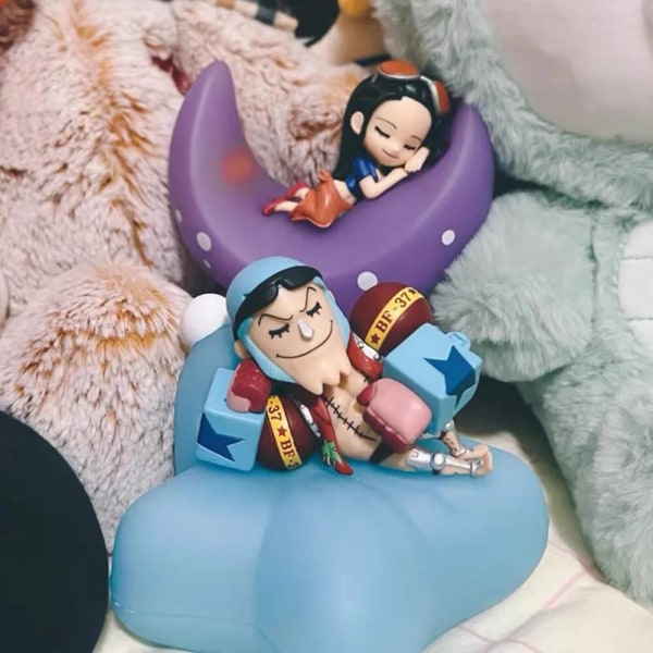 One Piece Nattlampa Blind Box Anime Luffy Zoro Nami Sanji Chopper Figur Sweet Dream Series LED Nattlampa Ornament Gåva Brook