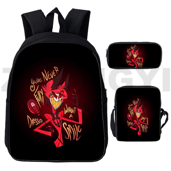 Tecknad Hazbin Ryggsäck Herr Sport Skolväska Set om 3 Hazbin17 3 Pcs Set 16 inch