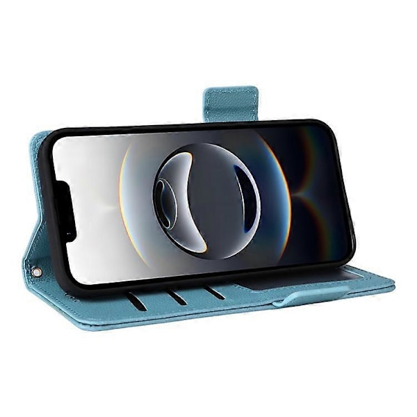 Kompatibelt Plånboksfodral för iPhone 16e, Flipfodral med Litchi-textur, PU-läder LightBlue