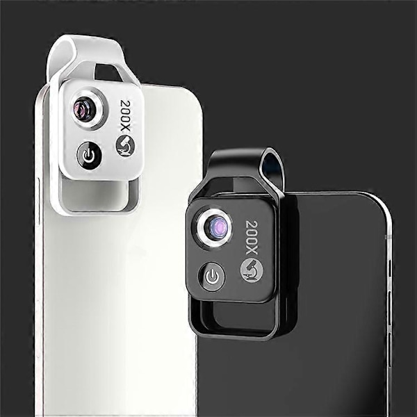 APEXEL APL-MS002CWH 200X Mobiltelefon HD CPL Makroobjektiv Mikroskop med LED-lys Black